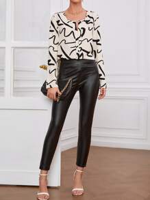 SHEIN Privé Áo sơ mi nữ Tất cả trên in Thanh lịch - Nhiều màu - Xem 3