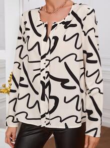 SHEIN Privé Áo sơ mi nữ Tất cả trên in Thanh lịch - Nhiều màu - Xem 4