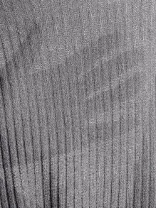 SHEIN Qutie Buttoned Front Lettuce Trim Rib-knit Tee - Light Grey - View 6