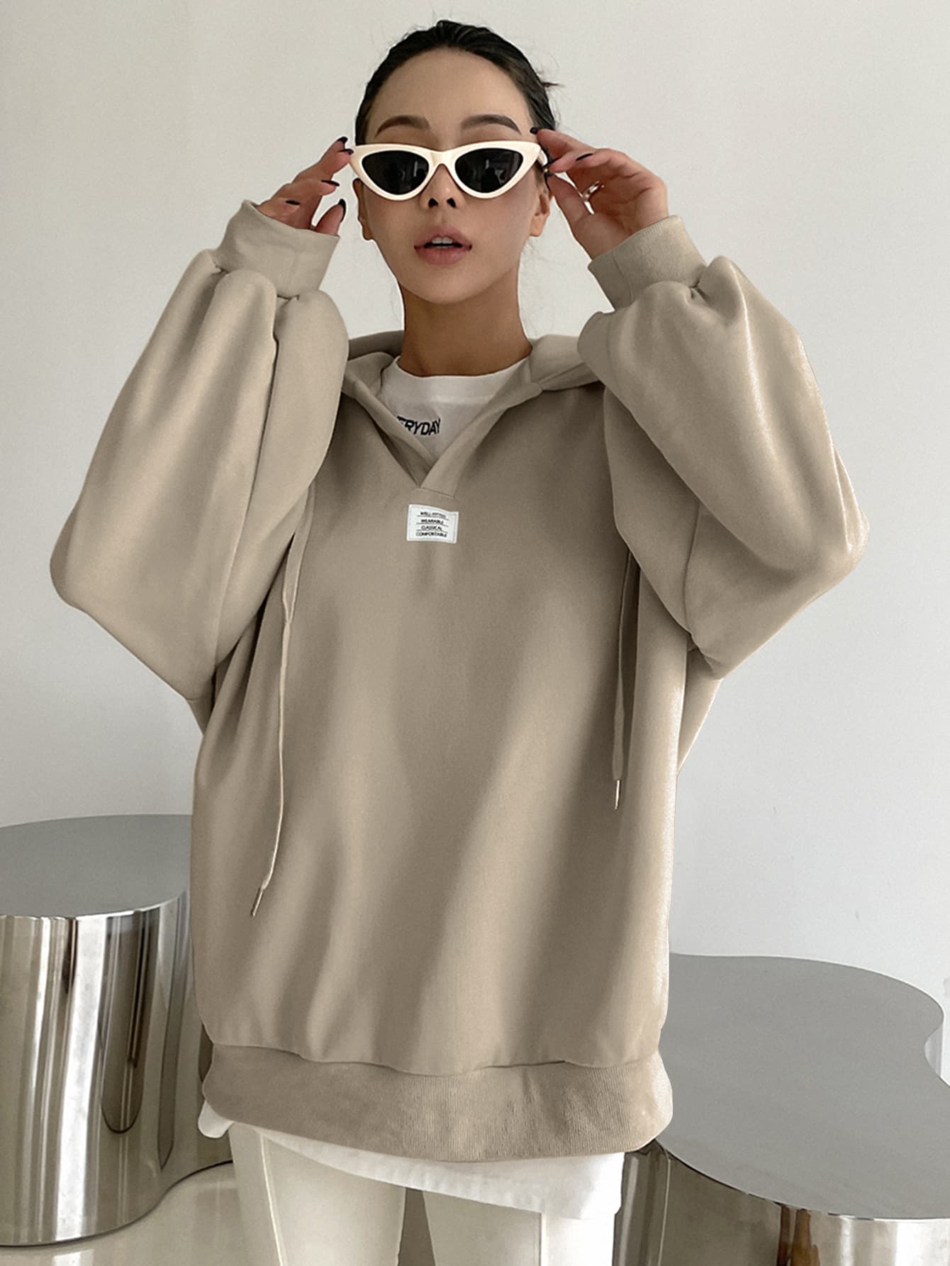 Women's Autumn Letter Graphic Drawstring Hooded Thermal Lined Sweatshirt Hoodies