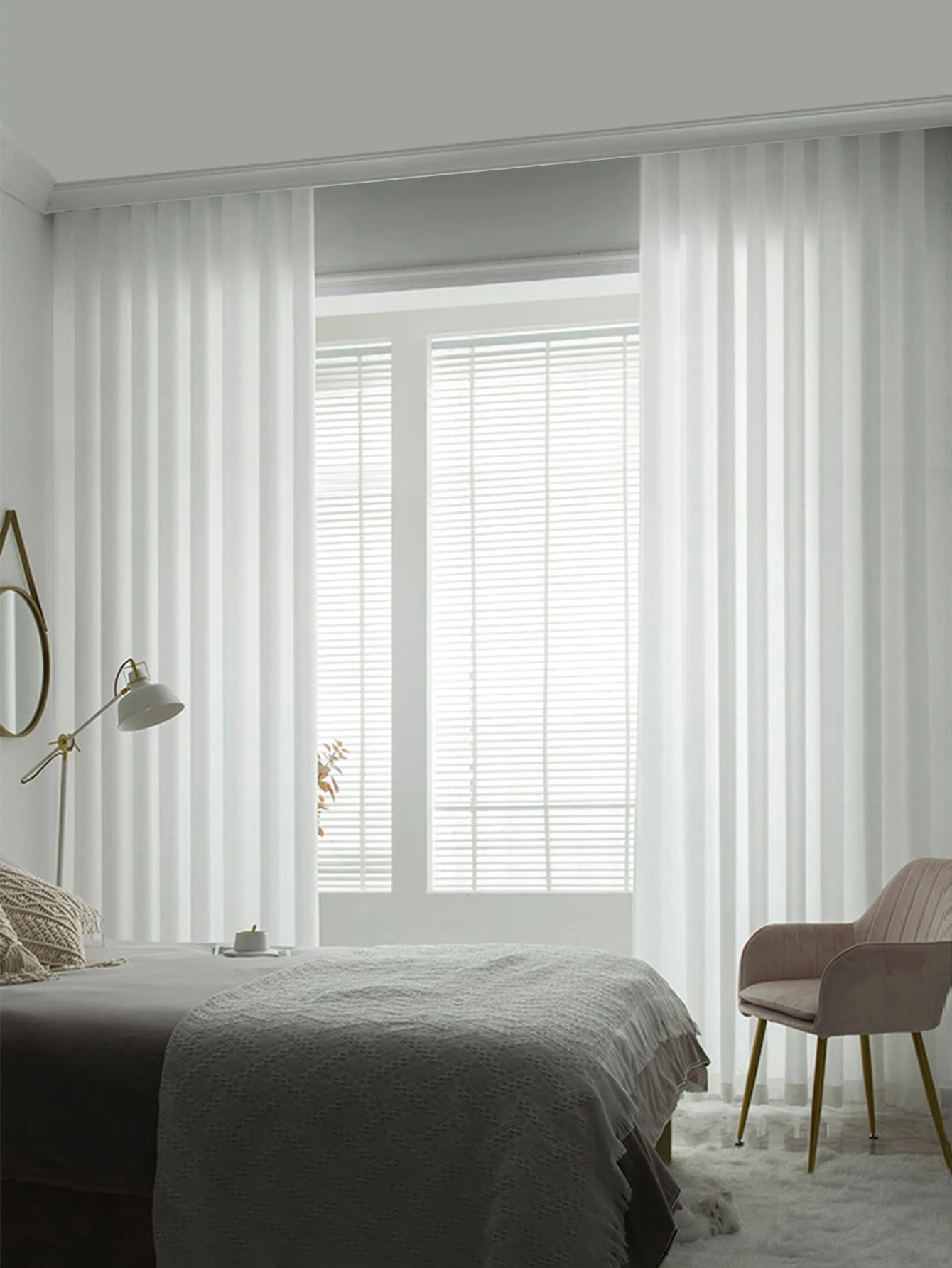 Rèm đơn màu đơn - trắng - Xem 1