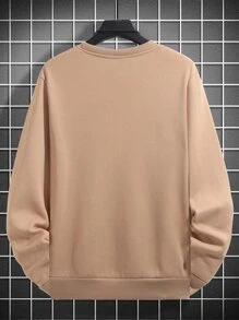 Manfinity Lỏng lẻo phù hợp Nam Đồ họa Chữ cái Lót nhiệt Áo nỉ - Màu Khaki - Xem 2