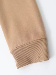 Manfinity Lỏng lẻo phù hợp Nam Đồ họa Chữ cái Lót nhiệt Áo nỉ - Màu Khaki - Xem 3