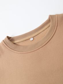 Manfinity Lỏng lẻo phù hợp Nam Đồ họa Chữ cái Lót nhiệt Áo nỉ - Màu Khaki - Xem 4