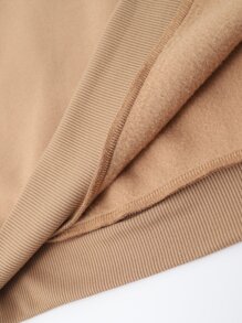 Manfinity Lỏng lẻo phù hợp Nam Đồ họa Chữ cái Lót nhiệt Áo nỉ - Màu Khaki - Xem 7