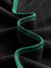 SHEIN BAE Draped Collar Ruched Metallic Cami Dress - Dark Green - View 4