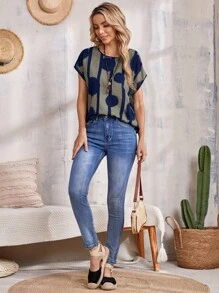 EMERY ROSE 圖案印花襯衫 - 藏蓝色 - 查看 4