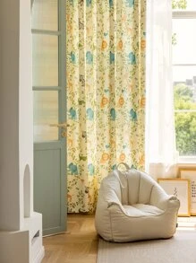 Cartoon Plant & Animal Pattern Single Panel Blackout Curtain - Multicolor - View 5