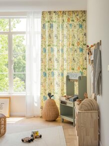 Cartoon Plant & Animal Pattern Single Panel Blackout Curtain - Multicolor - View 7