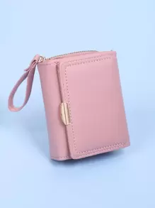 Fashionable Three-Fold Multi-Card Mini Women Wallet With Chain Separation Layer Casual Daily Organizer For Women Wallet Purse Wallet Small Wallet - Pink - View 1