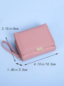 Fashionable Three-Fold Multi-Card Mini Women Wallet With Chain Separation Layer Casual Daily Organizer For Women Wallet Purse Wallet Small Wallet - Pink - View 3