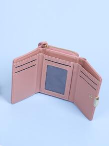 Fashionable Three-Fold Multi-Card Mini Women Wallet With Chain Separation Layer Casual Daily Organizer For Women Wallet Purse Wallet Small Wallet - Pink - View 6