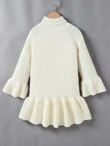 小女童高領荷葉袖荷葉邊毛衣洋裝