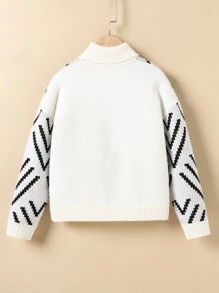 Boys Chevron Pattern Turtleneck Jumper - Multicolor - View 2