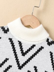 Boys Chevron Pattern Turtleneck Jumper - Multicolor - View 3