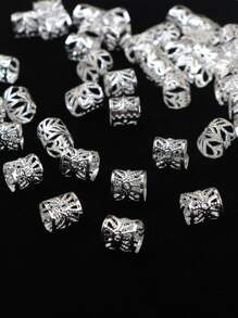 Boho 40pcs Hollow Out Hair Ring - Silver - View 3