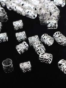 Boho 40pcs Hollow Out Hair Ring - Silver - View 4