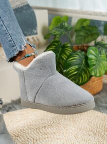 Minimalist Fuzzy Slipper Boots - Grey - View 4
