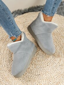 Minimalist Fuzzy Slipper Boots - Grey - View 5