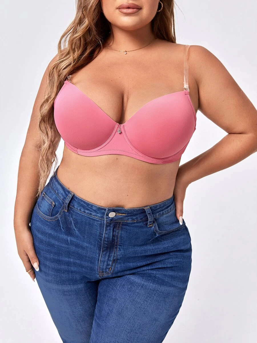 Sujetador push up transparente con tira - Rosa - Ver 1