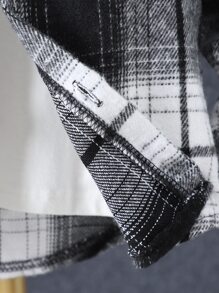 SHEIN 男童格紋印花連帽外套,不含內搭t恤