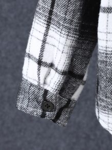 SHEIN 男童格紋印花連帽外套,不含內搭t恤