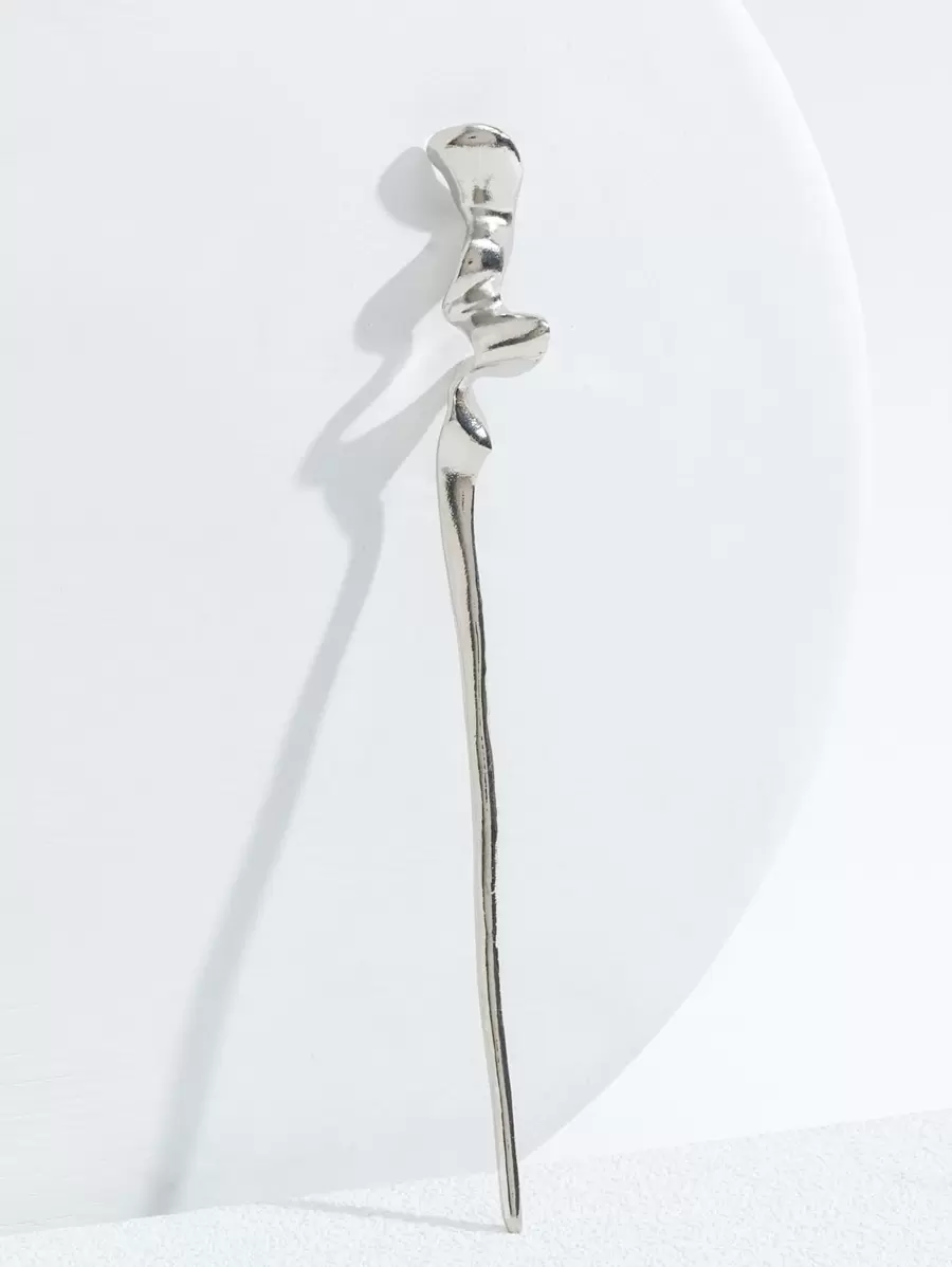 极简骷髅头发夹，Y2K风格发髻造型发夹，发髻器，发髻发饰，发型设计发夹，学生用品，发饰，头部饰品，女士发饰 - 銀色 - 查看 1