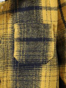 Boys Plaid Patched Pocket Hooded Shirt Without Tee - Yellow - View 6