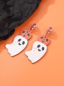 Halloween Pumpkin & Ghost Decor Drop Earrings - Multicolor - View 3