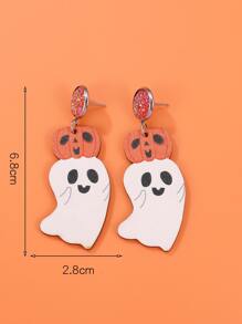 Halloween Pumpkin & Ghost Decor Drop Earrings - Multicolor - View 4