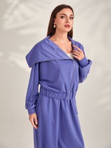 Mulvari Áo Zip Up Hoodie Bất đối xứng - Màu tím  Violet - Xem 1