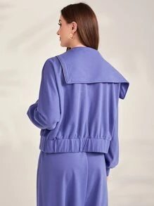 Mulvari Áo Zip Up Hoodie Bất đối xứng - Màu tím  Violet - Xem 2