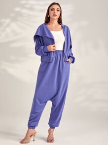 Mulvari Áo Zip Up Hoodie Bất đối xứng - Màu tím  Violet - Xem 4