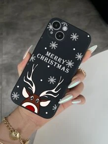 Christmas Cartoon Elk Print Phone Case - Black - View 1
