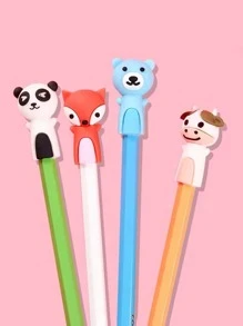4pcs Soft Rubber Animal Shaped Pencil Toppers Set - Multicolor - View 1