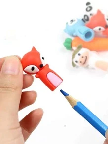 4pcs Soft Rubber Animal Shaped Pencil Toppers Set - Multicolor - View 3