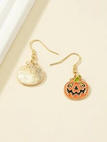 Halloween Pumpkin Decor Drop Earrings - Yellow Gold - View 4