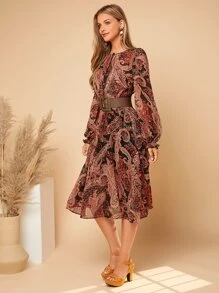 SHEIN Clasi Women's Elegant Commuter Paisley Print Dress