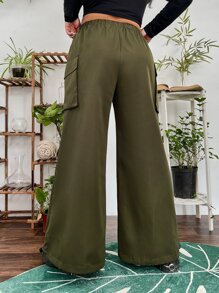 Flirla Plus Flap Pocket Side Cargo Trousers - Army Green - View 2