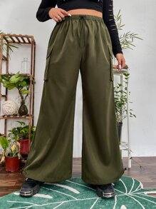 Flirla Plus Flap Pocket Side Cargo Trousers - Army Green - View 3