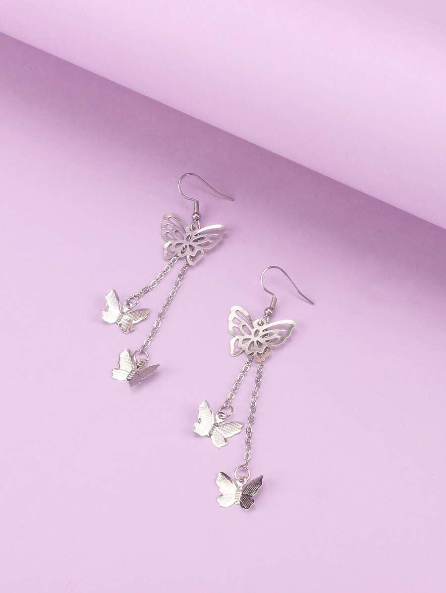 Bông tai thả bướm - Bạc - Xem 1