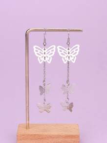 Bông tai thả bướm - Bạc - Xem 2