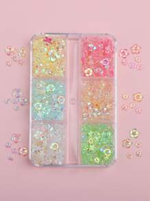 Mixed Color Glittering Five-petal Flower Decoration - Multicolor - View 1