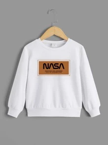 SHEIN Toddler Boys Letter Graphic Pullover & Drawstring Waist Pants - Multicolor - View 3