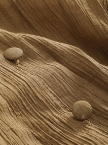 DAZY Lantern Sleeve Button Front Blouse,Fall Clothes Long Sleeve Top - Brown - View 3