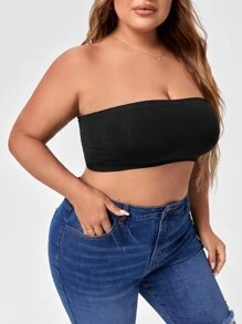 Plus Solid Strapless Bra - Black - View 1