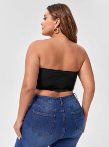 Plus Solid Strapless Bra - Black - View 2