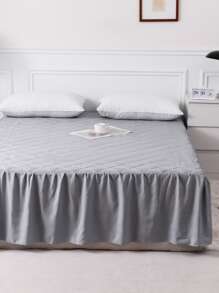 1pc Plain Color Quilted Bed Skirt - Grey - View 4