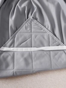 1pc Plain Color Quilted Bed Skirt - Grey - View 5