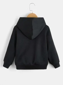 SHEIN Young Boy Smile Face & Letter Print Thickened Hoodie Sweatshirt And Sweatpants Casual Set, Autumn Winter